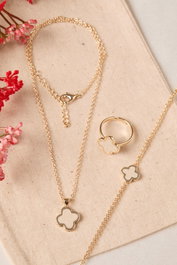 Heliophilia Silver Conjunto de Collar, Pulsera y Anillo Dorado CSET9838